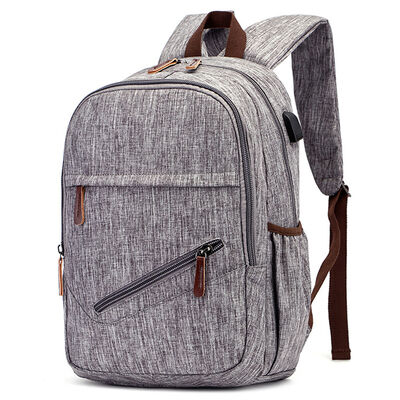 Smart Tech Canvas Backpack Laptop Commuter Bag Diagonal Zipper Pocket
