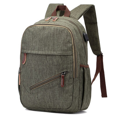 Smart Tech Canvas Backpack Laptop Commuter Bag Diagonal Zipper Pocket