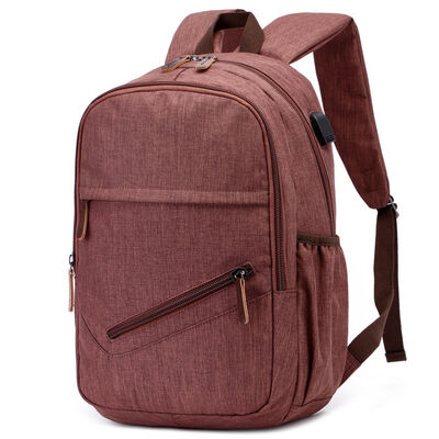 Smart Tech Canvas Backpack Laptop Commuter Bag Diagonal Zipper Pocket
