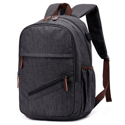 Smart Tech Canvas Backpack Laptop Commuter Bag Diagonal Zipper Pocket