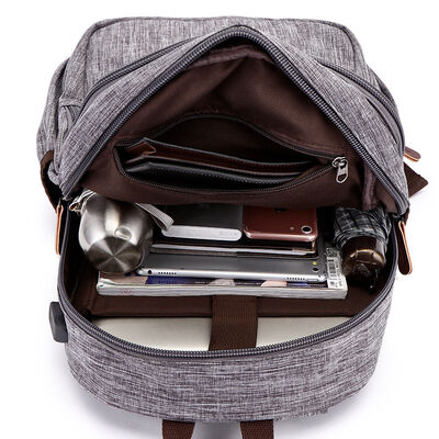 Smart Tech Canvas Backpack Laptop Commuter Bag Diagonal Zipper Pocket