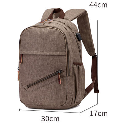 Smart Tech Canvas Backpack Laptop Commuter Bag Diagonal Zipper Pocket