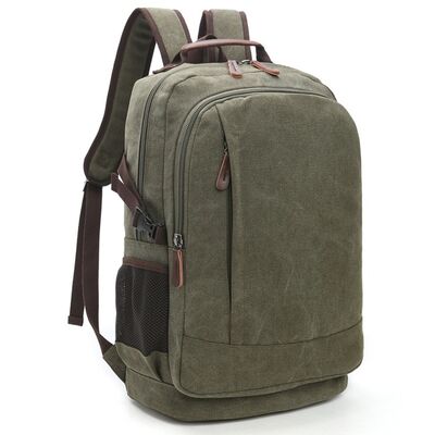 Minimalist Canvas Backpack Hidden Vertical Pocket Twin Chamber Commuter Bag