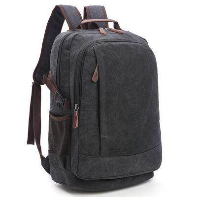 Minimalist Canvas Backpack Hidden Vertical Pocket Twin Chamber Commuter Bag