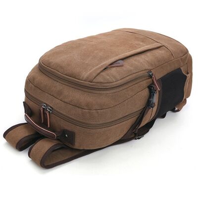 Minimalist Canvas Backpack Hidden Vertical Pocket Twin Chamber Commuter Bag