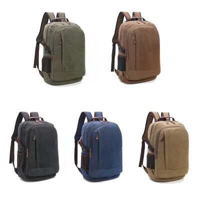 Minimalist Canvas Backpack Hidden Vertical Pocket Twin Chamber Commuter Bag