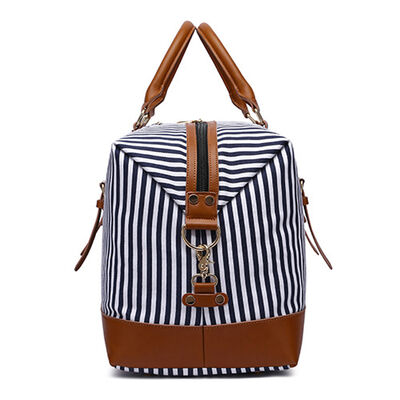 Striped Custom Duffel Bag Canvas Weekender 45L Water Resistant