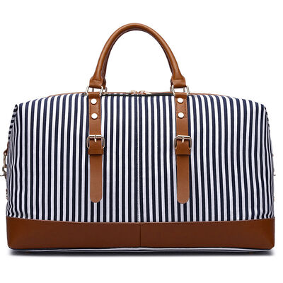 Striped Custom Duffel Bag Canvas Weekender 45L Water Resistant