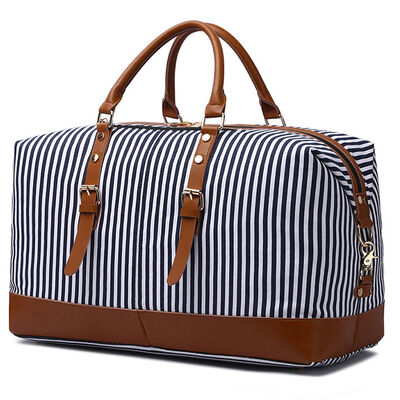 Striped Custom Duffel Bag Canvas Weekender 45L Water Resistant