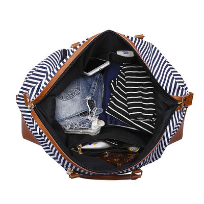 Striped Custom Duffel Bag Canvas Weekender 45L Water Resistant
