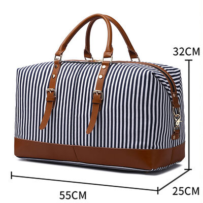 Striped Custom Duffel Bag Canvas Weekender 45L Water Resistant