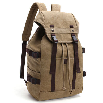 Heavy Duty Canvas Rucksack Vintage Hiking Travel Backpack 27L