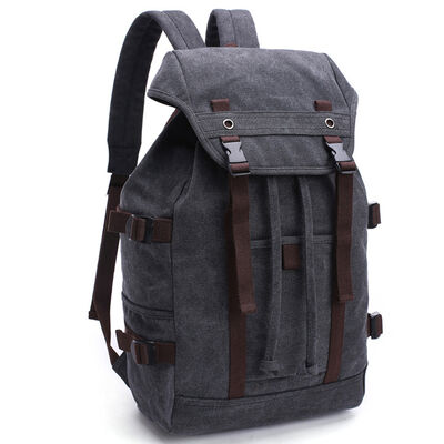 Heavy Duty Canvas Rucksack Vintage Hiking Travel Backpack 27L