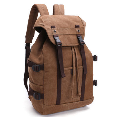 Heavy Duty Canvas Rucksack Vintage Hiking Travel Backpack 27L