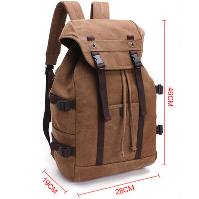 Heavy Duty Canvas Rucksack Vintage Hiking Travel Backpack 27L