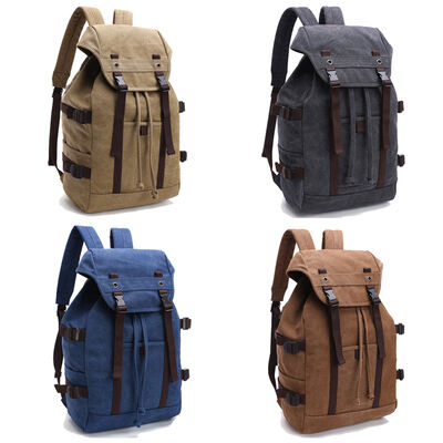 Heavy Duty Canvas Rucksack Vintage Hiking Travel Backpack 27L