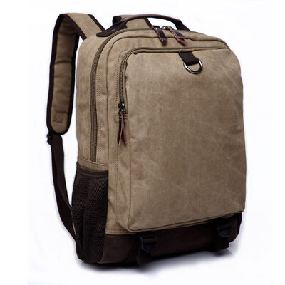 Multi Compartment Canvas Laptop Backpack Heavy Duty Travel Rucksack