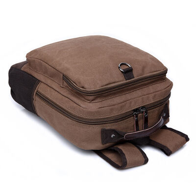 Multi Compartment Canvas Laptop Backpack Heavy Duty Travel Rucksack