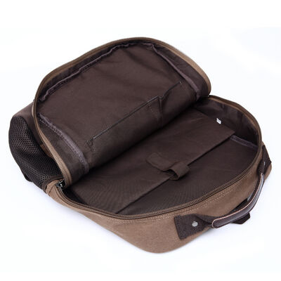 Multi Compartment Canvas Laptop Backpack Heavy Duty Travel Rucksack