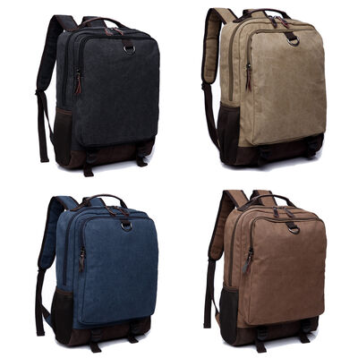 Multi Compartment Canvas Laptop Backpack Heavy Duty Travel Rucksack
