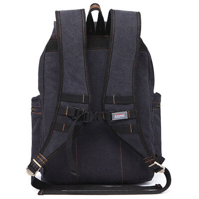 Vintage Canvas Rucksack Leather Trim Travel Hiking Backpack 24L