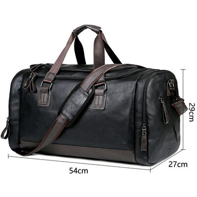 Two Tone Leather Duffel Bag Weekender 42L Water Resistant Outdoor
