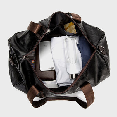 Vintage Leather Weekender Duffel Bag 35L Water Resistant Outdoor