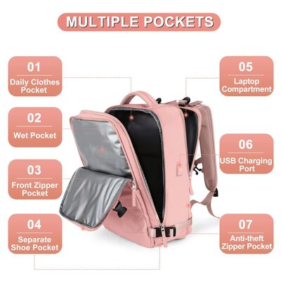 Wet Dry Separation Carry On Travel Backpack Shoe Compartment 23L