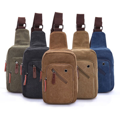 Durable Custom Sling Bag Washed Canvas 3L Water Resistant Outdoor