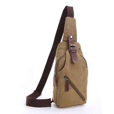 Vintage Canvas Chest Bag Sling Pack 3L Water Resistant Outdoor