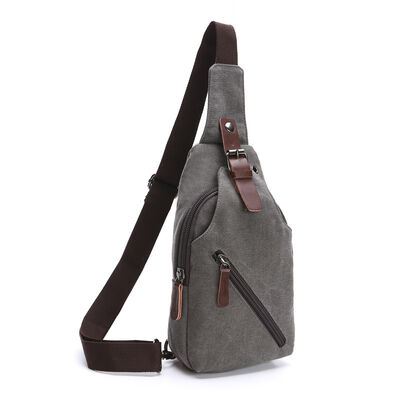 Vintage Canvas Chest Bag Sling Pack 3L Water Resistant Outdoor