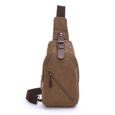 Vintage Canvas Chest Bag Sling Pack 3L Water Resistant Outdoor