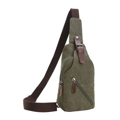 Vintage Canvas Chest Bag Sling Pack 3L Water Resistant Outdoor