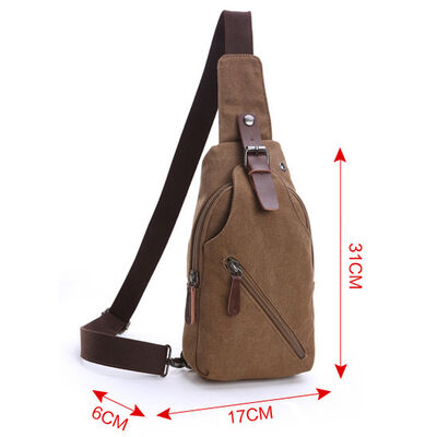 Vintage Canvas Chest Bag Sling Pack 3L Water Resistant Outdoor