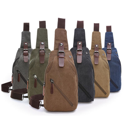 Vintage Canvas Chest Bag Sling Pack 3L Water Resistant Outdoor