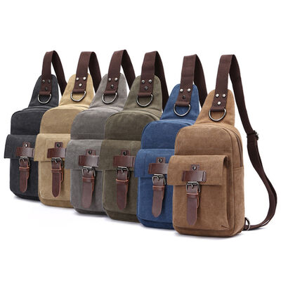 Washed Canvas Sling Pack Chest Bag 3L Water Resistant Outdoor