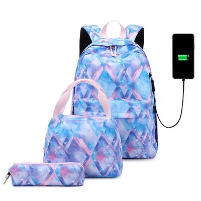 Galaxy Print 3 Piece Campus Backpack Set with Lunch Bag 20L Water Resistant
