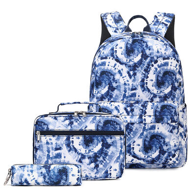 Tie Dye 3 Piece Student Bookbag Set Printed Lunch Tote 20L Water Resistant