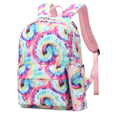 Tie Dye 3 Piece Student Bookbag Set Printed Lunch Tote 20L Water Resistant