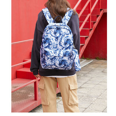 Tie Dye 3 Piece Student Bookbag Set Printed Lunch Tote 20L Water Resistant
