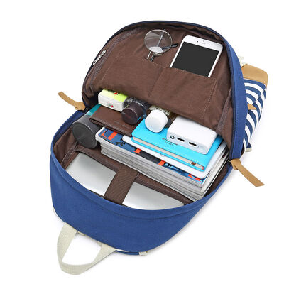 Canvas Stripe 3 Piece Casual Student Bookbag Set 23L Water Resistant