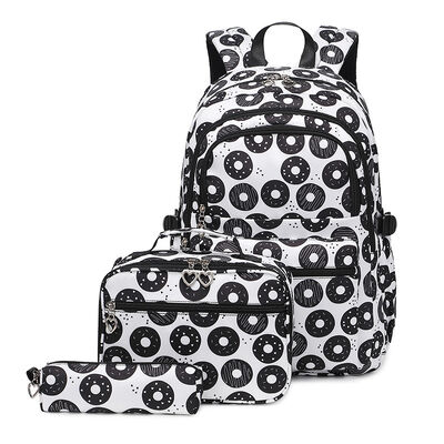 Cute Donut 3 Piece Campus Backpack Set Large Multi Pocket 23L