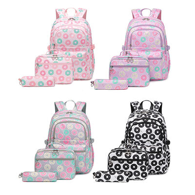 Cute Donut 3 Piece Campus Backpack Set Large Multi Pocket 23L