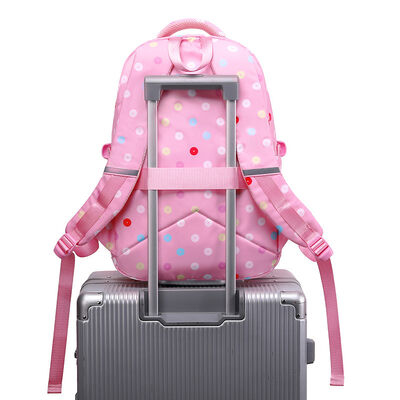 Polka Dot 3 Piece Waterproof Student Backpack Set Large Travel Bookbag 30L