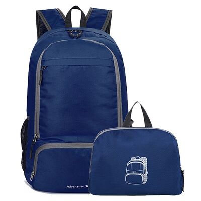 Triple Pocket Folding Travel Backpack Tiered 22L Water Resistant