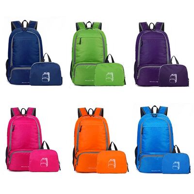 Triple Pocket Folding Travel Backpack Tiered 22L Water Resistant