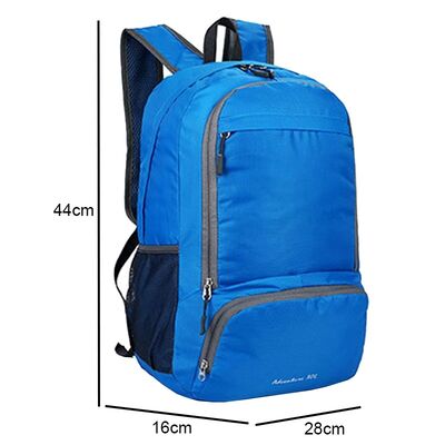 Triple Pocket Folding Travel Backpack Tiered 22L Water Resistant