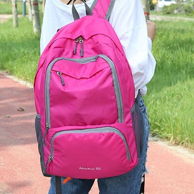 Triple Pocket Folding Travel Backpack Tiered 22L Water Resistant