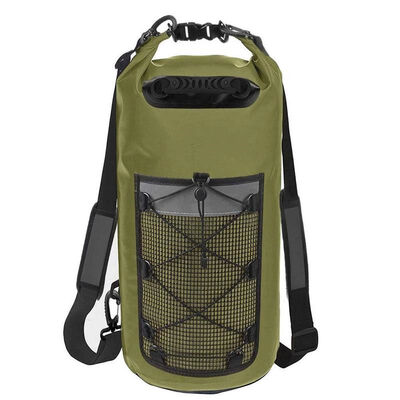 10L Waterproof Roll Top Dry Bag Backpack Front Mesh Grid Pack