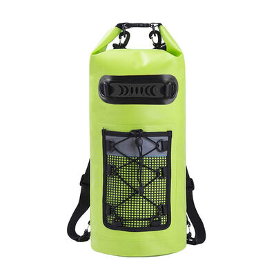 10L Waterproof Roll Top Dry Bag Backpack Front Mesh Grid Pack
